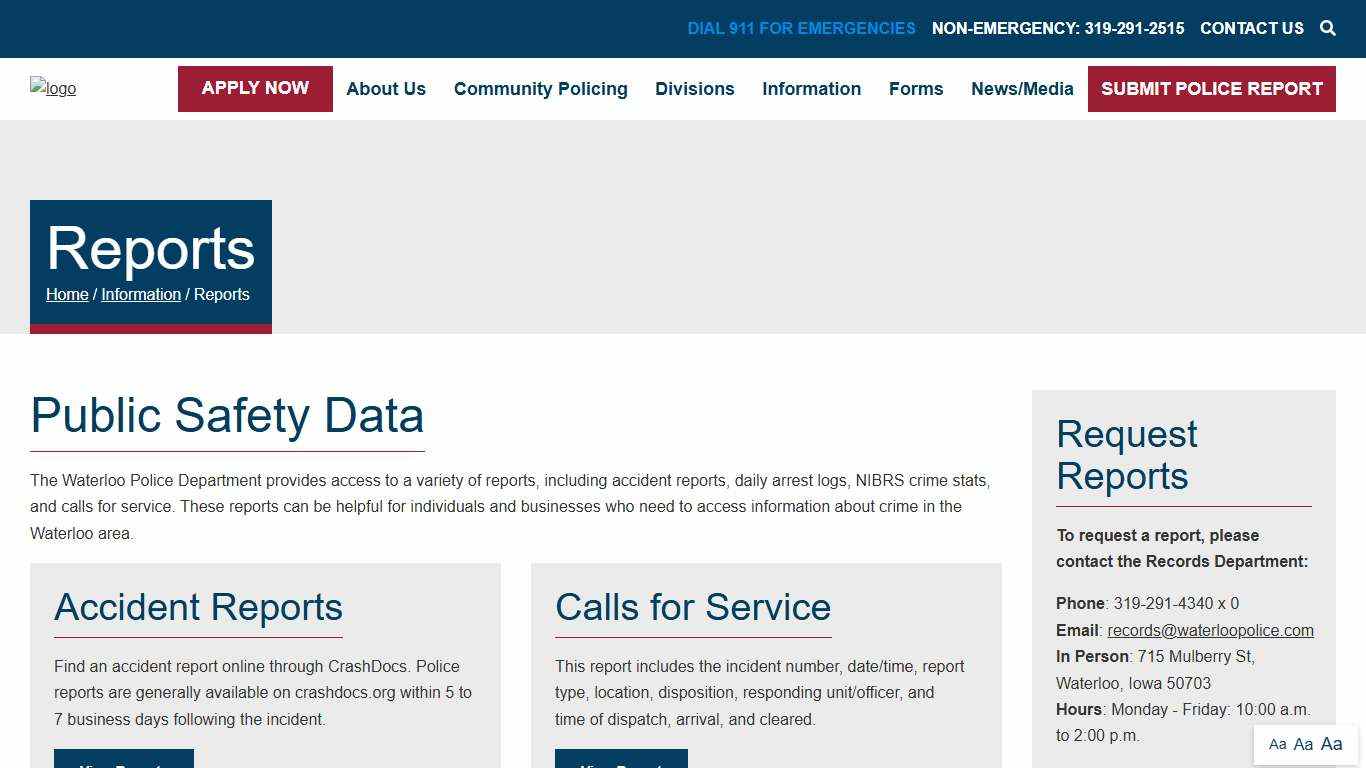 WPD Reports - Accident Logs, Arrest Records, Crime Stats Waterloo Police